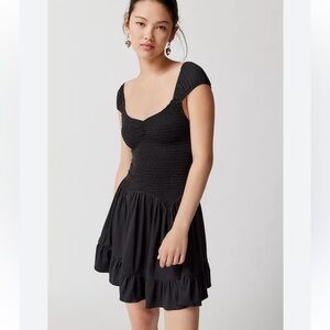 Urban Outfitters Black Georgina Smocked Knit Mini Dress size XS